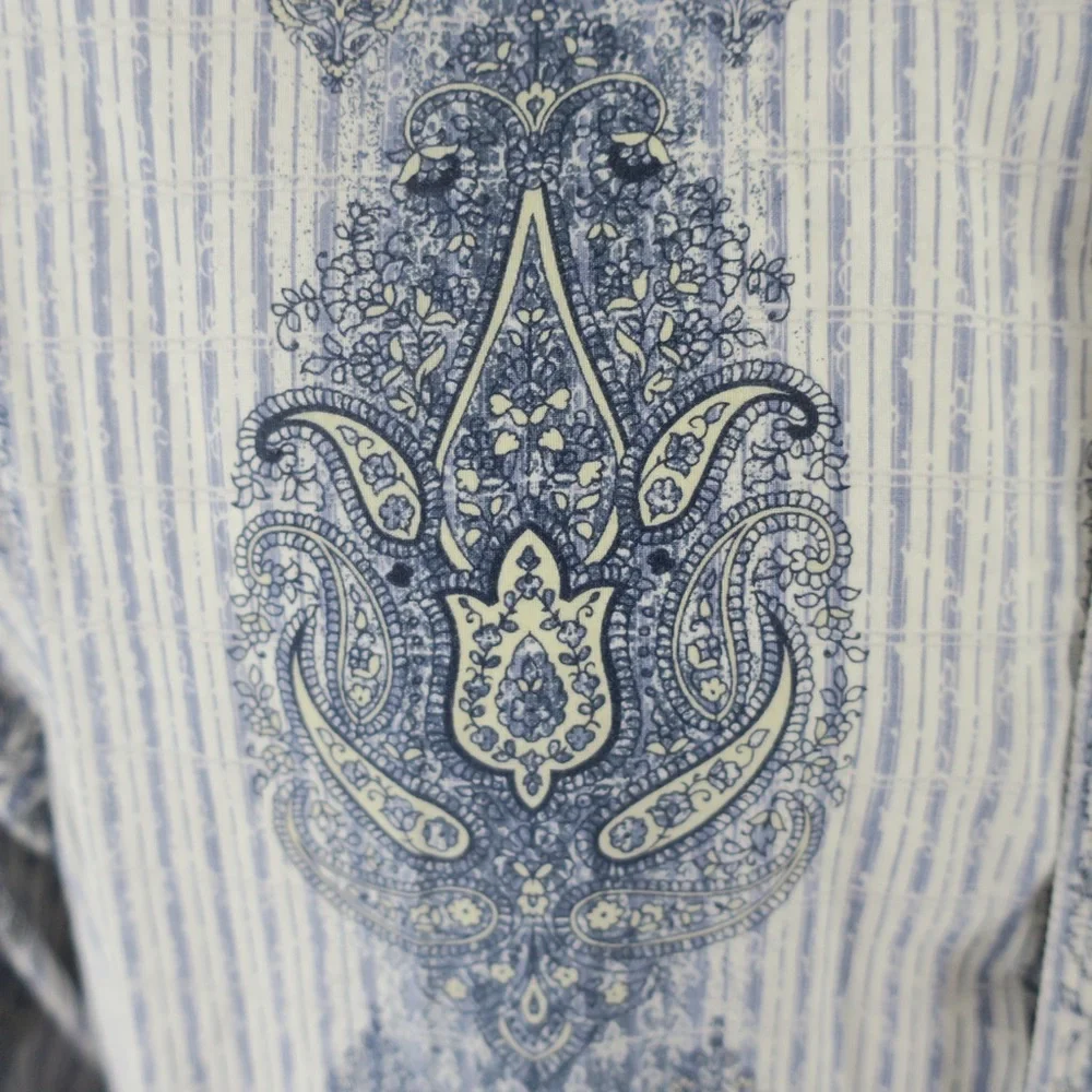 Indigo Palms Co Tommy Bahama Button Up Paisley Print‎ Shirt Mens Large Blue